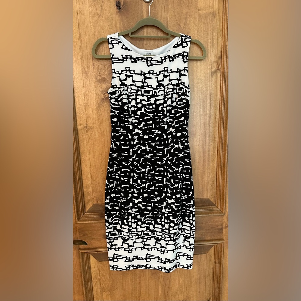 Cache Black and White Midi Dress